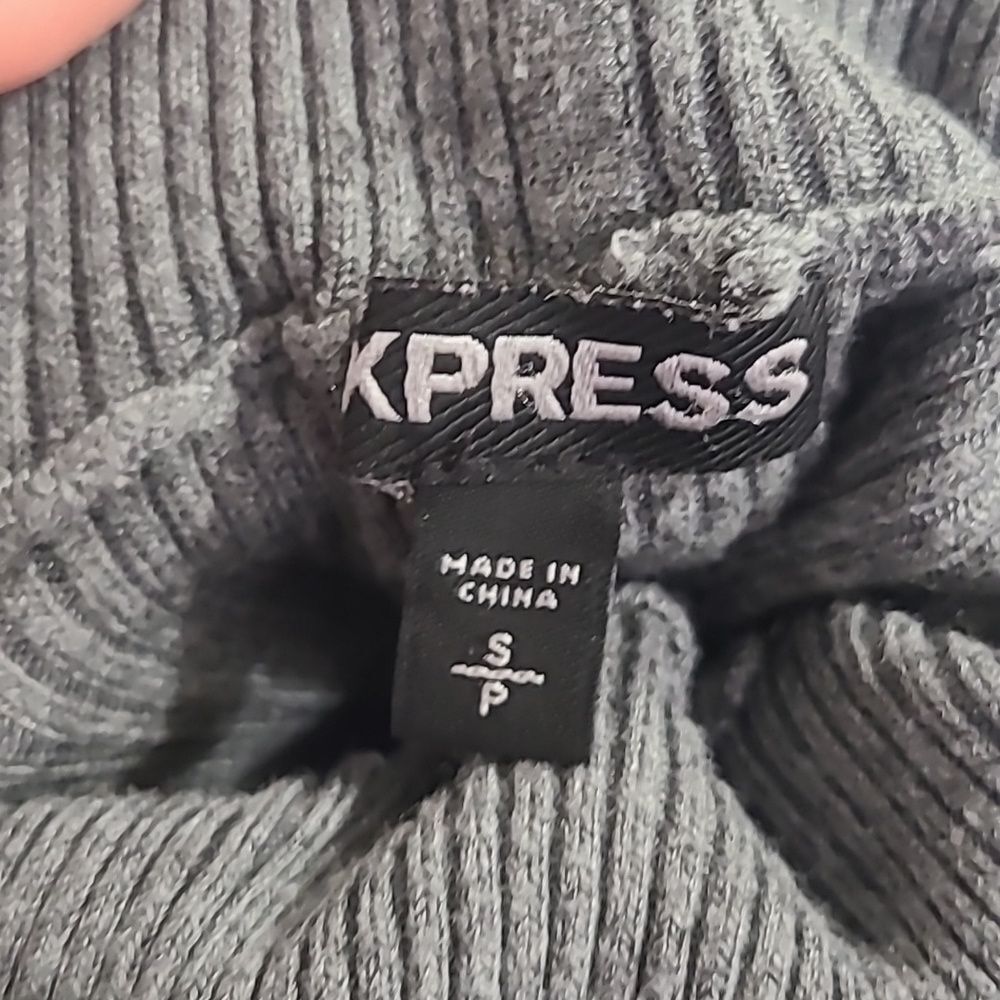 Express Women's Grey ribbed turtleneck size S preppy office career casual - Picture 5 of 10